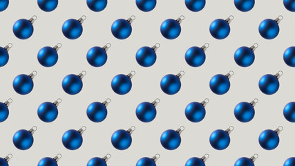 Background of many blue christmas balls on white