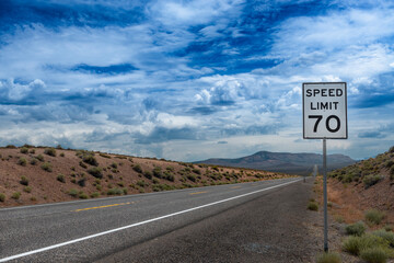 View of the US route 50 (known as the Loneliest Road in America) in the State of Nevada, USA....