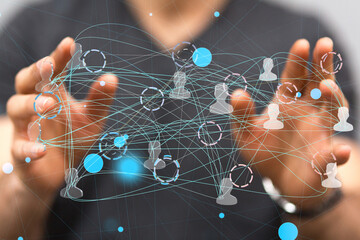 connected symbols for digital, interactive and global communication concept