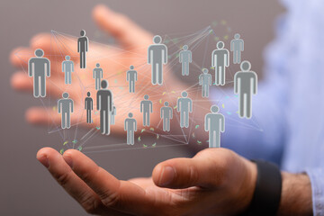 Business people silhouettes network team