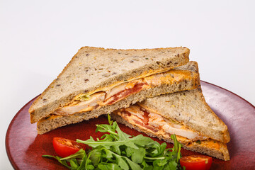 Sandwich with chicken breast and cheese
