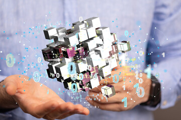 Cloud technology. Polygonal wireframe art looks like constellation
