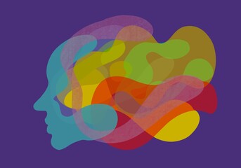 Disegno grafico concettuale mente creativa. Ispirazione. Forme pensiero. Salute mentale. Psicologia 