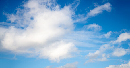 Naklejka na ściany i meble cloudscape, natural photo of the blue sky withwhite clouds. design element.