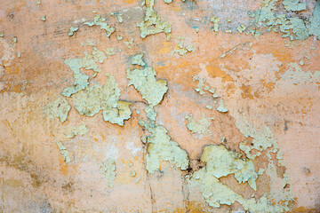 Texture of the old wall with peeling paint, plaster with cracks. Texture backround.