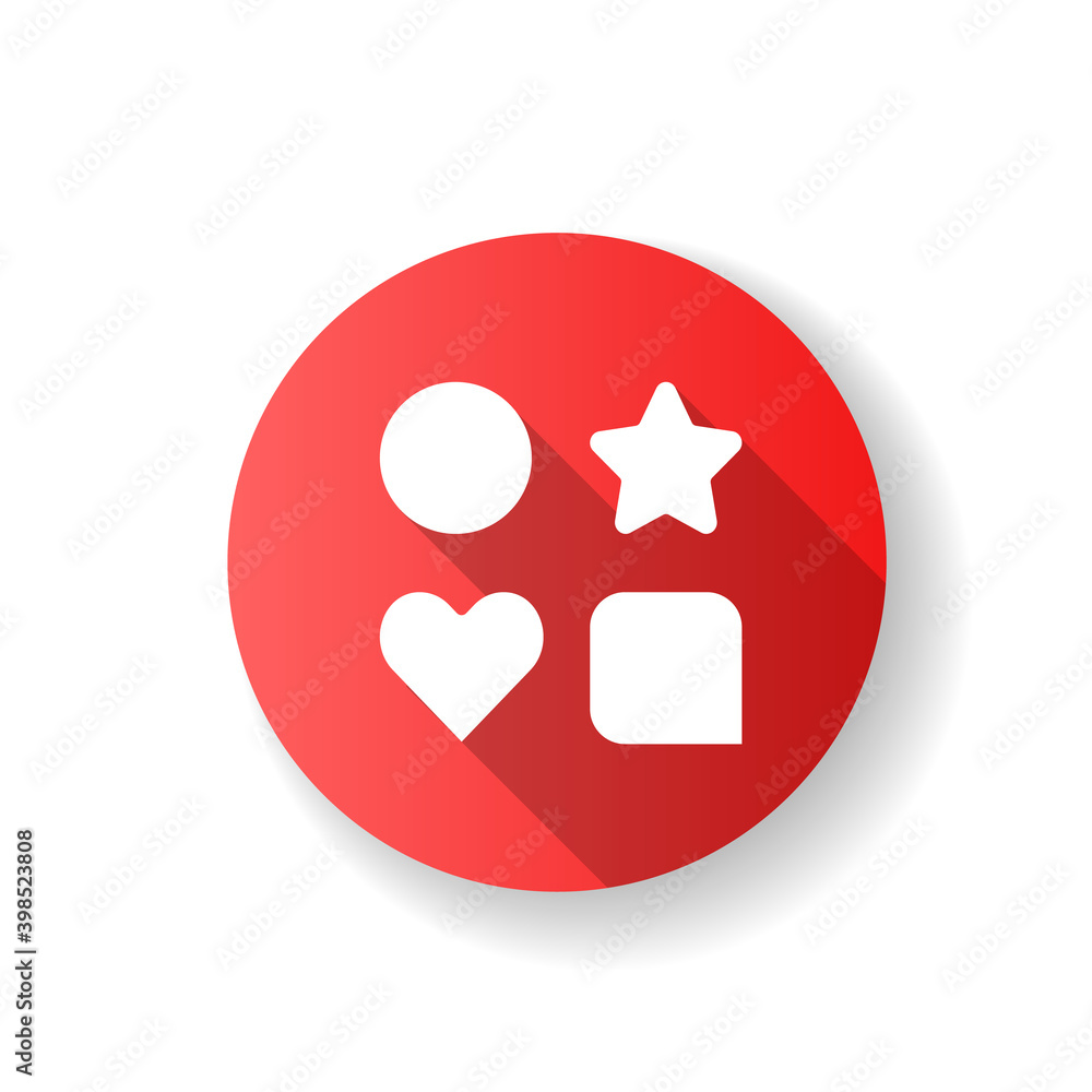 Poster list of programs red flat design long shadow glyph icon. different apps for user. downloading progra