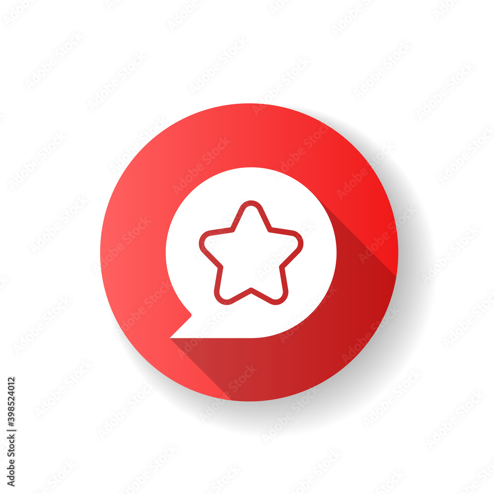 Poster star red flat design long shadow glyph icon. user can mark favourite place on map. toggle item to sa