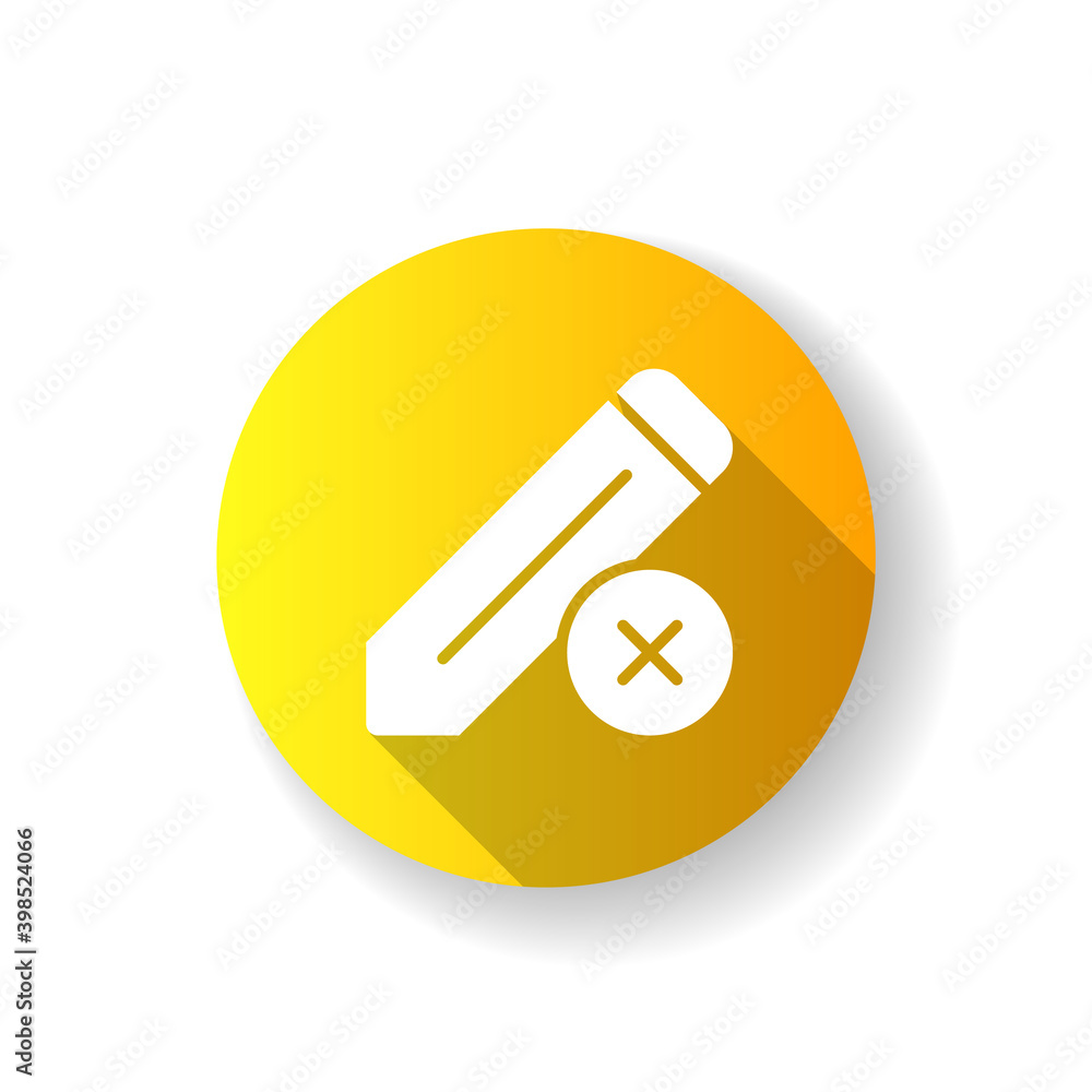 Poster edit yellow flat design long shadow glyph icon. editing process of huge text document. reducing mist