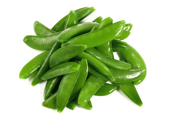 Fresh Vegetables - Blanched Sugar Snaps on white Background Isolated
