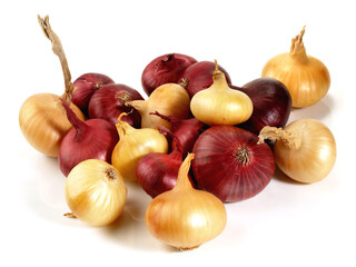 Fresh Vegetables - Various Mini Onions on white Background Isolated