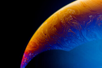 Half of a soap bubble, an abstract semicircle background. The model of the cosmos or the planets