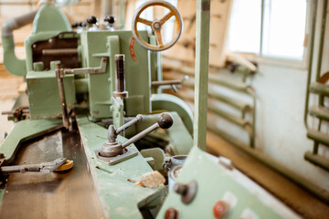 Vintage woodworking machine at the workshop