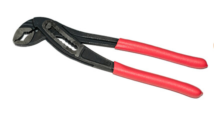 Tool for repairing plumbing. The metal key. Insulated device. Side view.