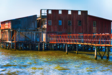 Close Up Of Old Fishing Cannery