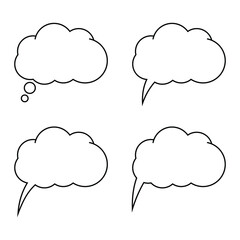 Cartoon speech or think bubble, empty communication cloud. Vector design element.