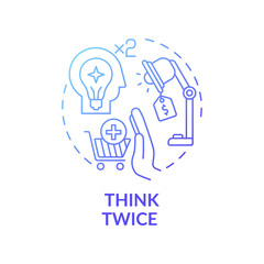 Thinking twice concept icon. Informed customer tip idea thin line illustration. Avoiding impulse buying. Having self-control, following budget. Vector isolated outline RGB color drawing