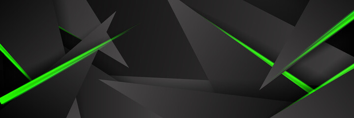 Abstract green black grey wavy background 