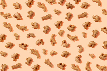 Pattern of fresh ginger roots