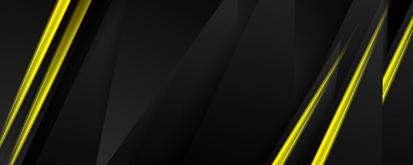 Futuristic perforated technology abstract background with yellow neon glowing lines. Vector banner design for e-sport and game © Roisa
