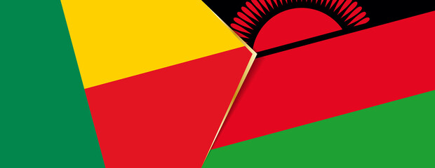 Benin and Malawi flags, two vector flags.