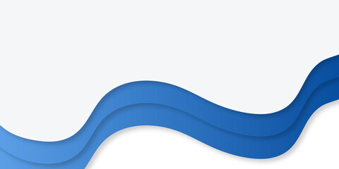 Blue white paper cut abstract wave business background