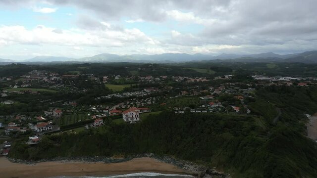 Aerial view of Bidart City in Basque Country near Hossegor. South of France, ocean coast