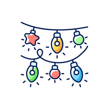 colorful string lights holiday decoration clip art preview