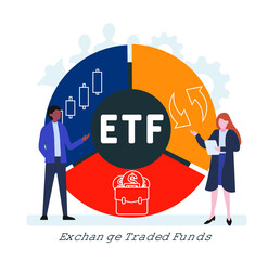 Flat design with people. ETF - Exchange Traded Funds. business concept.Vector illustration for website banner, marketing materials, business presentation, online advertising.