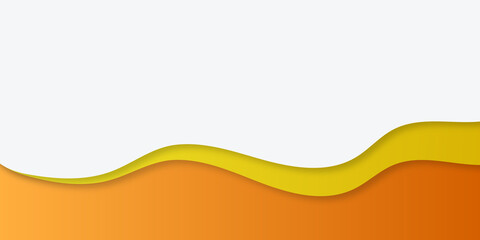 Yellow paper cut banner with 3D slime abstract background and yellow waves layers. Abstract layout design for brochure and flyer. Paper art vector illustration.