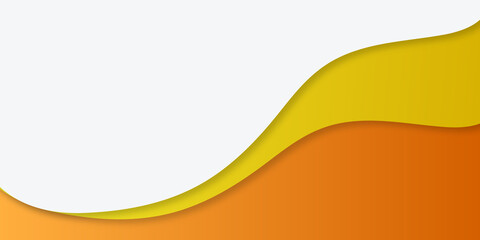 Yellow paper cut banner with 3D slime abstract background and yellow waves layers. Abstract layout design for brochure and flyer. Paper art vector illustration.