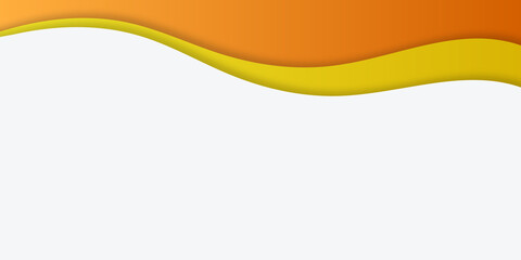 Yellow paper cut banner with 3D slime abstract background and yellow waves layers. Abstract layout design for brochure and flyer. Paper art vector illustration