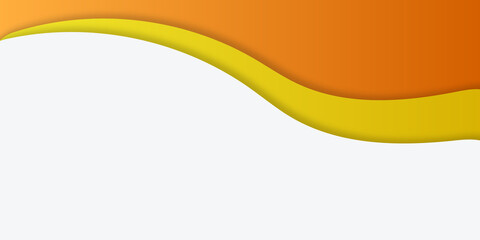 Modern fresh orange white yellow wave paper cut abstract background with text space