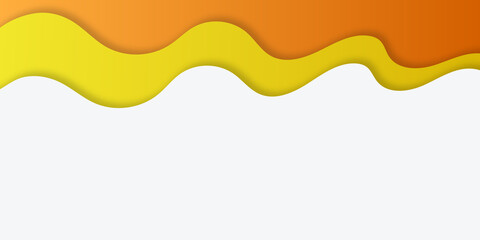 Modern fresh orange white yellow wave paper cut abstract background with text space