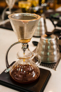Close-up of coffee maker utensils