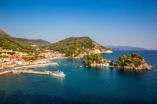 Greece, Preveza, Parga, Resort town on Ionian coast in summer