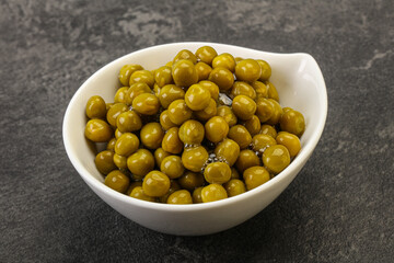 Marinated green pea in the bowl