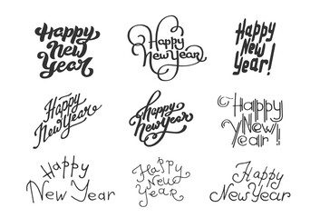English lettering Happy New Year phrase on white background