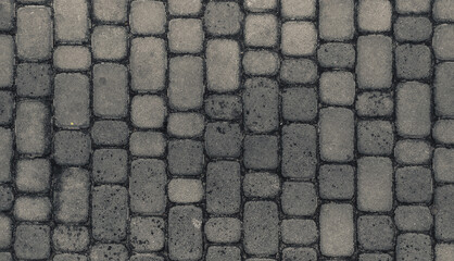 Road surface paving stones top view background