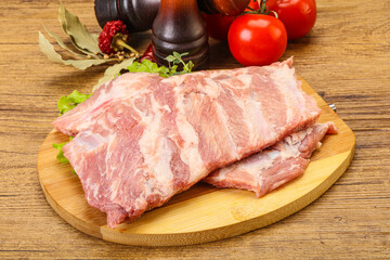Raw pork ribs for cooking