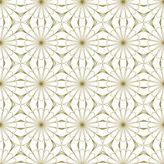 Mandala flower seamless pattern vector. A symmetrical round gold ornament.