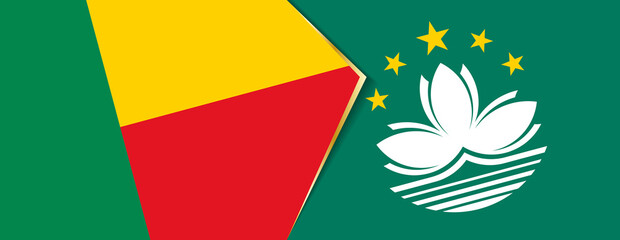 Fototapeta na wymiar Benin and Macau flags, two vector flags.