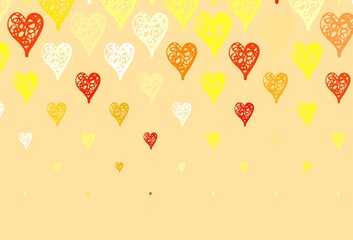 Light Green, Yellow vector background with hearts.