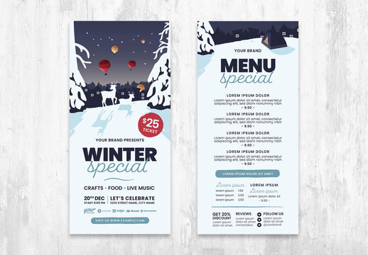 Snowy Winter Christmas Flyer Layout