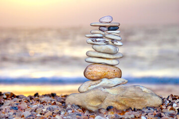 stack of stones on beach