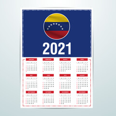 Venezuela Calendar 2021- Country Flag Banner - Happy New Year