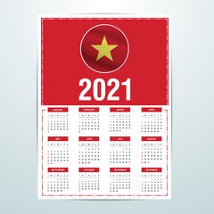 Vietnam Calendar 2021- Country Flag Banner - Happy New Year