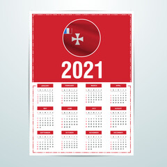 Wallis and Futuna Calendar 2021- Country Flag Banner - Happy New Year