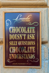 Funny inscription with chocolate