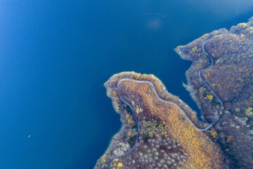 Aerial view of the jumping lake in Rieti, Italy
