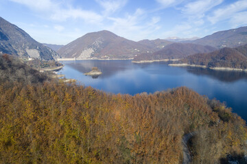 Aerial view of the jumping lake in Rieti, Italy
